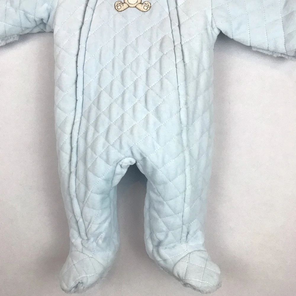 Little Me Infant Size 3-6 Mos. Light Blue Baby Quilted One Piece Baby Clothes